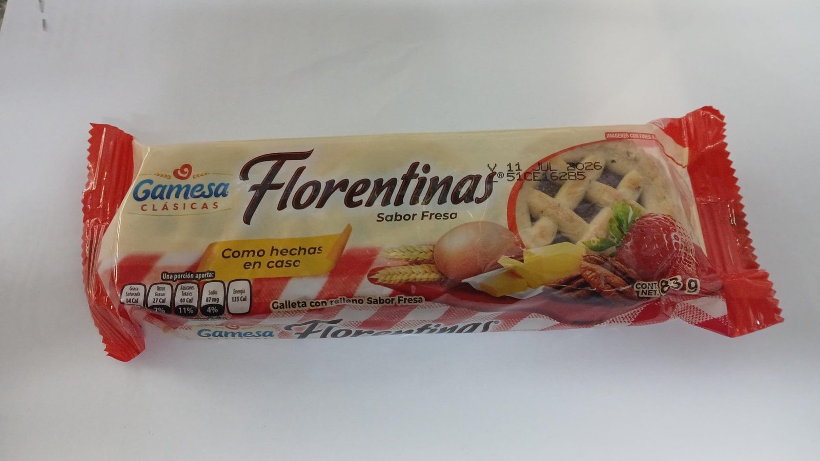 Galletas con relleno de sabor a fresa ( Florentinas ) 83g
